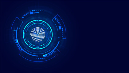Wall Mural - abstract circle digital cyber security fingerprint connection and communication futuristic on blue b