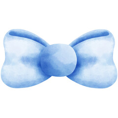 Watercolor blue bow illustration isolated on white background. For kids,Watercolor illustation.