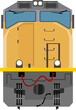 Front view of the diesel locomotive train vector icon in a flat style illustration
