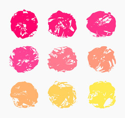 Canvas Print - grunge style colorful brush stroke stains set.