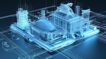 Aufkleber - Architecture using BIM technology, generative ai