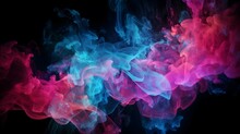 Neo Neon Pink And Blue Wispy Smoke Puffs Abstract Fractal Background.Intense And Mysterious Explosive Light Effect Texture.Vivid Glowing Artistic Spiraling Clouds Wallpaper