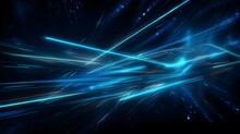 Seamless Dark Blue Abstract Background With Colorful Neon Light Streaks And Beams. Glowing Futuristic Technology Or Fantasy Sci-fi Digital Glass Refraction Stripes Effect Backdrop Pattern
