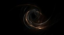 Black Abstract Glowing Spirograph Circle Panoramic Background With Copyspace. Elegant Minimal Dark Grey Spiral Lines For Banners, Brochures Or Backdrops. Technology Concept 3D Fractal Rendering