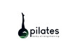 Woman silhouette with one leg lifting position for pilates logo