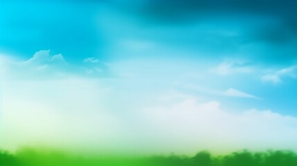 Wall Mural - World Environment Day concept: Abstract blurred beautiful green and blue sky  background, Generative AI