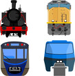 Set of train vector icons Design element for label, brand mark, sign, or poster Vector illustration