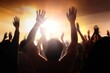 © Raool - christian concept, Christian worship with raised hands, Generative AI