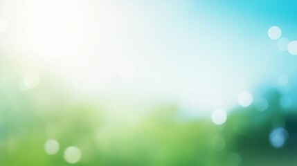 world environment and earth day, abstract blurred green and blue sky nature background, generative a