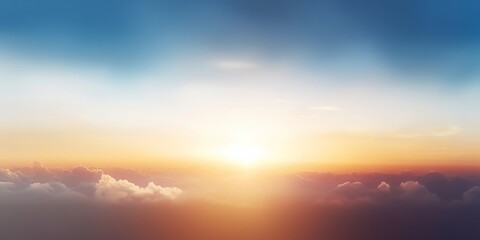 beautiful blue sunset sky with white clouds background, generative ai