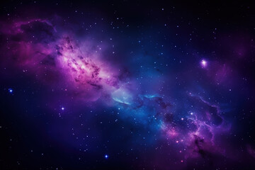 Wall Mural - blue and purple galaxy background created with generative ai technology