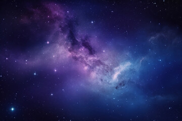 Wall Mural - blue and purple galaxy background created with generative ai technology