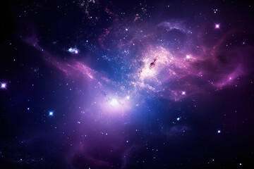 Wall Mural - blue and purple galaxy background created with generative ai technology