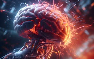 Wall Mural - brain in space abstraction