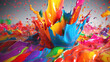 Abstract colorful paint splash 4k wallpaper. AI