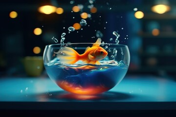 Wall Mural - a goldfish in a bowl of soup dynamic elements