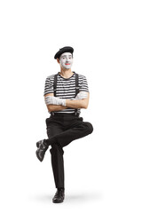 Sticker - Full length portrait of a mime sitting on an invisible chair