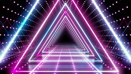 Wall Mural - neon line tunnel glowing fluorescent light corridor stage cg background