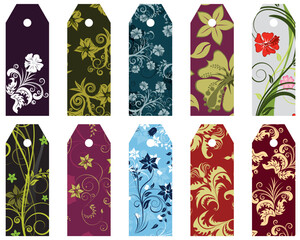 Sticker - Set of ten vector floral bookmark labels