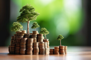 Wall Mural - ESG concept of environmental, social, and governance.ESG small tree on stack coins idea for esg investment sustainable organizational development. account the environment. High quality Generative AI