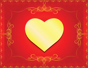 Sticker - Golden Heart with classic border and swirls- In vector version all elements are independent and can be reused