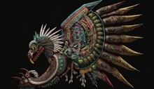 Ornamental Mask Of Kukulcan Feathered Serpent Mayan Mythology In Mexico