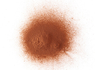 Wall Mural - Pile cinnamon powder isolated on white background, with top view

