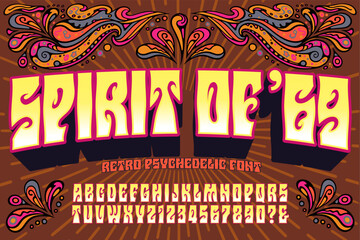 spirit of ’69 is a hippie, trippy, psychedelic ’60s alphabet with gradient effects and a magenta out