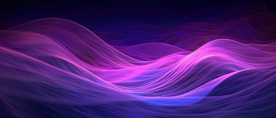 Wall Mural - Purple Waves on Dark for presentation design. Suit for business, corporate, institution, party, festive, seminar, and talks