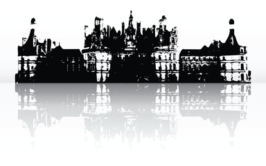 Wall Mural - old castle with reflection (vector)