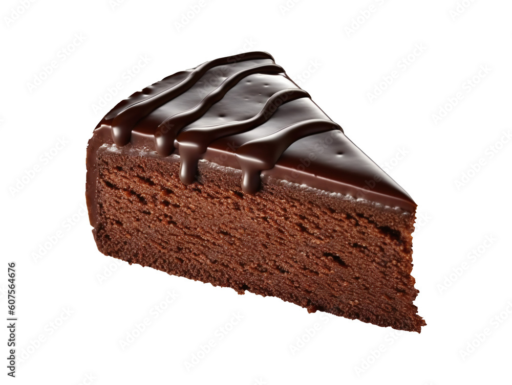 Chocolate cake slice isolated on white and transparent background, png ...