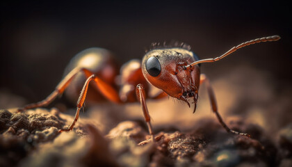 Canvas Print - Small arthropod colony working on yellow leaf generated by AI