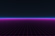 Purple 3D grid with atmospheric glow and stars