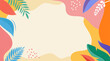 © Marina Zlochin - Colorful summer background - horizontal layout banner design. Tropical leaves template for poster, flyer or greeting card.