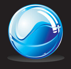 Poster - Big Blue glossy sphere with reflection