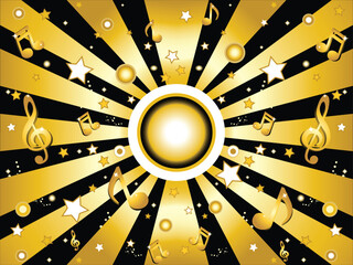 Poster - Music and stars golden and shiny background