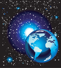 Wall Mural - earth in the space with stars background