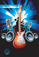 Sticker - Music Event Background with a colorful Electric Guitar