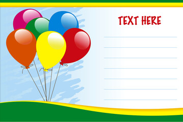 Wall Mural - vector birthday card with balloons