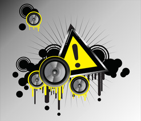 Sticker - Grunge Danger music frame background