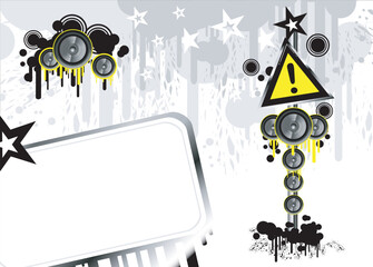 Sticker - Grunge Danger music frame background