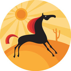 vector illustration of  wild horse