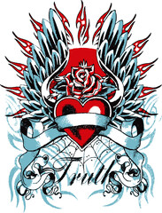 Wall Mural - Gothic heart and wing design for your label