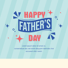 happy fathers day greeting card for post on social media with blue background