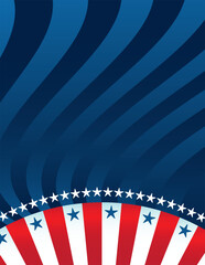 Sticker - Illustration with an abstract design of stars and stripes of an American flag.