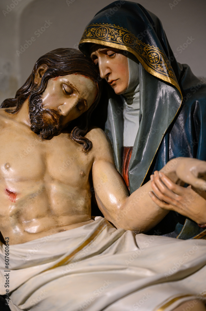 The Pietà – the Virgin Mary cradling the dead body of Jesus. Our Lady ...