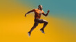 sport man jumping in the air. Image generative AI.