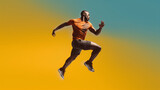 sport man jumping in the air. Image generative AI.