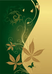 Poster - Vegetative ornament with the block for the text of gold colour