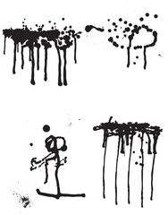 Sticker - Set of ink blots and leak in black and white